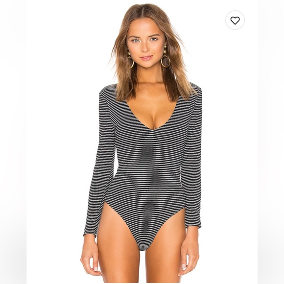 Lovers and Friends Akron Bodysuit Striped Top in Black and White - Picture 3 of 9